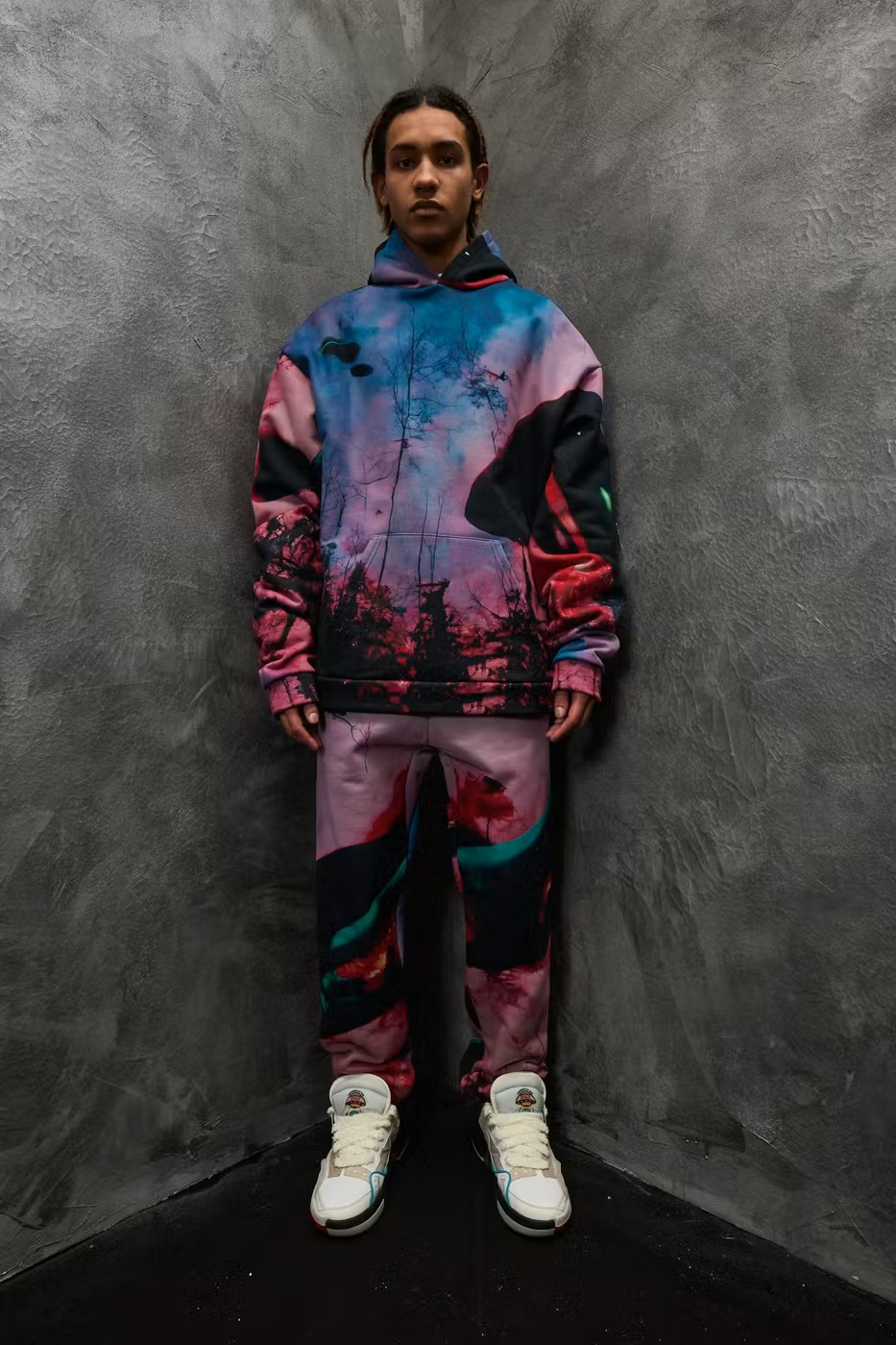 Members of the Rage — night-forest all-over print hoodie and sweatpants